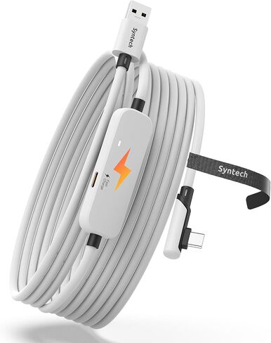 كابل Syntech Link بطول 16 قدمًا مع شحن سريع، متوافق مع ملحقات Meta Quest 3/Oculus Quest 2، وكابل VR Link مع منفذ شحن منفصل، ومصباح سلك USB 3.0 إلى النوع C للكمبيوتر الشخصي/Steam VR in Kuwait