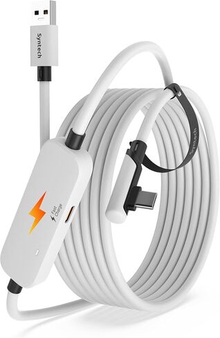 Syntech Link Cable 16FT with Fast Charging, Compatible with Meta Quest 3/Oculus Quest 2 Accessories, VR Link Cable with Separate Charging Port, USB 3.0 to Type C Cord Light for PC/Steam VR in Saudi Arabia