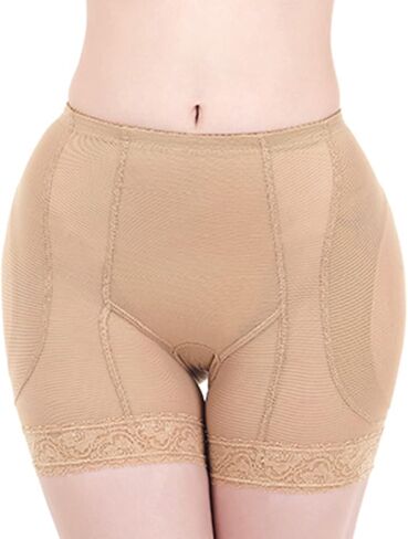 Lu's Chic للنساء، وسادات الورك، سراويل داخلية لتشكيل الجسم مبطنة لرفع المؤخرة والفخذ، سراويل داخلية شبكية للتحكم في البطن، وسادات الورك، مبطنة، ملابس داخلية عالية الخصر، محسن الورك، أسود كبير in Kuwait