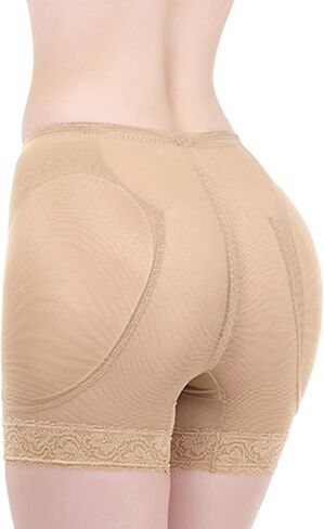 Lu's Chic للنساء، وسادات الورك، سراويل داخلية لتشكيل الجسم مبطنة لرفع المؤخرة والفخذ، سراويل داخلية شبكية للتحكم في البطن، وسادات الورك، مبطنة، ملابس داخلية عالية الخصر، محسن الورك، أسود كبير in Kuwait