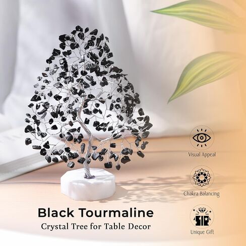 Black Tourmaline Gemstone Tree, Crystal Tree for Positive Energy, Chakra Tree - Crystals and Healing Stones, Tree of Life, Luck, Thoughtful Gifts for Women, Tree of Life Decor, Clever Birthday Gifts in Kuwait