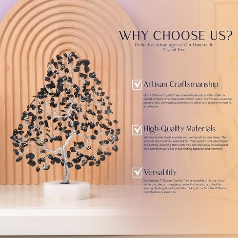 Black Tourmaline Gemstone Tree, Crystal Tree for Positive Energy, Chakra Tree - Crystals and Healing Stones, Tree of Life, Luck, Thoughtful Gifts for Women, Tree of Life Decor, Clever Birthday Gifts in Kuwait