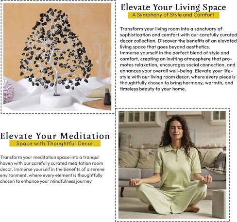 Black Tourmaline Gemstone Tree, Crystal Tree for Positive Energy, Chakra Tree - Crystals and Healing Stones, Tree of Life, Luck, Thoughtful Gifts for Women, Tree of Life Decor, Clever Birthday Gifts in Kuwait