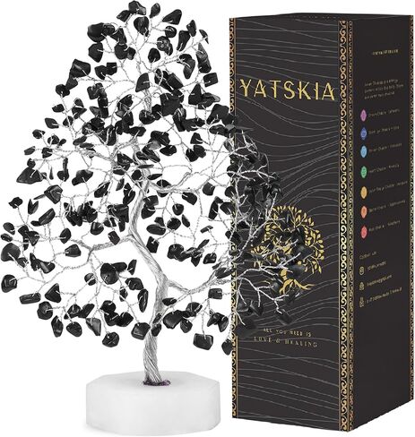Black Tourmaline Gemstone Tree, Crystal Tree for Positive Energy, Chakra Tree - Crystals and Healing Stones, Tree of Life, Luck, Thoughtful Gifts for Women, Tree of Life Decor, Clever Birthday Gifts in Kuwait