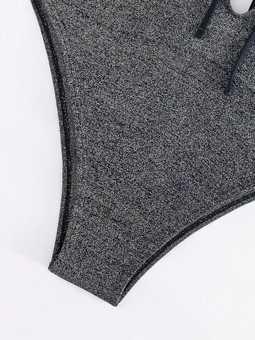 MakeMeChic Women's Plunge V Neck High Cut One Piece Swimsuits Backless Knot Front Bathing Suit Beachwear in Saudi Arabia