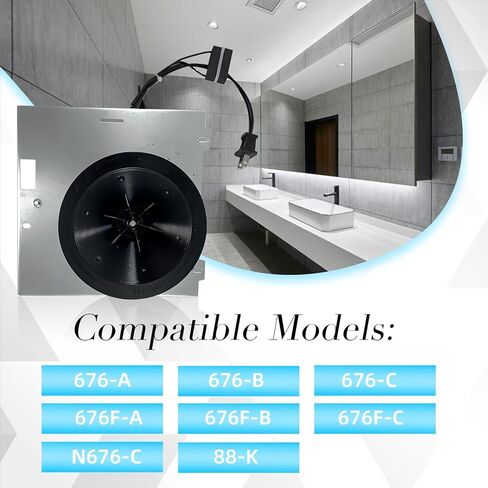 مجموعة محرك منفاخ S97017065 متوافقة مع مروحة تهوية NuTone/Broan 676-A,676-B,676-C,676F-A,676F-B,676F-C,N676-C,88-KSeries in Kuwait