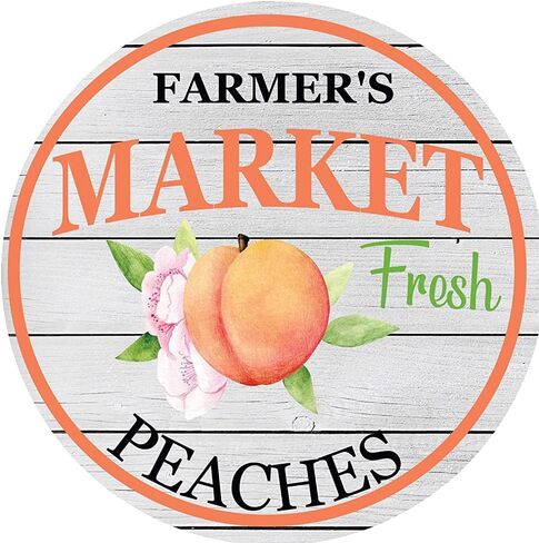 krouterebs جولة القصدير علامة عيد الفصح الخوخ إكليل علامة، الصيف الخوخ إكليل علامة معدنية القصدير علامة المطبخ حانة مضحك الجدة القهوة بار 12x12 بوصة ساحة حديقة مزرعة رجل الكهف in Kuwait