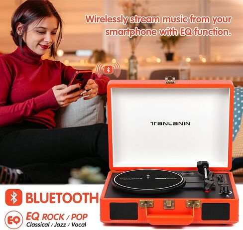 مشغل تسجيل حقيبة كلاسيكية - قرص دوار محمول بلوتوث بثلاث سرعات مع تسجيل USB، محول MP3 RCA/AUX/مقبس سماعة الرأس، أخضر in Saudi Arabia