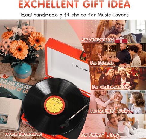 مشغل تسجيل حقيبة كلاسيكية - قرص دوار محمول بلوتوث بثلاث سرعات مع تسجيل USB، محول MP3 RCA/AUX/مقبس سماعة الرأس، أخضر in Saudi Arabia