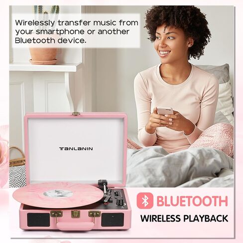 Vintage Suitcase Record Player - 3-Speed Bluetooth Portable Turntable with USB Recording, MP3 Converter RCA/AUX/Headphone Jack, Green in Kuwait