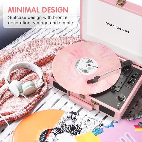 Vintage Suitcase Record Player - 3-Speed Bluetooth Portable Turntable with USB Recording, MP3 Converter RCA/AUX/Headphone Jack, Green in Kuwait