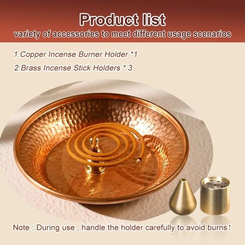 ZORZA 4 قطع النحاس البخور مجموعة 4 أنماط النحاس حامل البخور سبيكة مخروط الرماد الماسك لطقوس استخدام المذبح، لبخور البرج، لفائف البخور in Kuwait