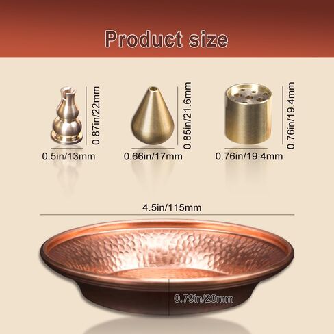 ZORZA 4 قطع النحاس البخور مجموعة 4 أنماط النحاس حامل البخور سبيكة مخروط الرماد الماسك لطقوس استخدام المذبح، لبخور البرج، لفائف البخور in Kuwait
