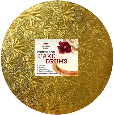 14 inch Gold Round Sturdy Cake Board Drums for Displaying Cakes, 1/2 inch Thick, (1-Pack) in Saudi Arabia