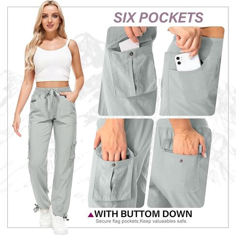 سراويل كارجو للسيدات خفيفة الوزن للركض سريعة الجفاف بعامل حماية من الأشعة فوق البنفسجية 50 للسفر والجولف وسفاري والتنزه سيرًا على الأقدام in Kuwait