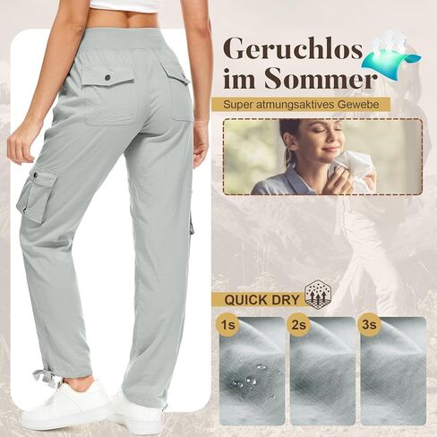 سراويل كارجو للسيدات خفيفة الوزن للركض سريعة الجفاف بعامل حماية من الأشعة فوق البنفسجية 50 للسفر والجولف وسفاري والتنزه سيرًا على الأقدام in Kuwait