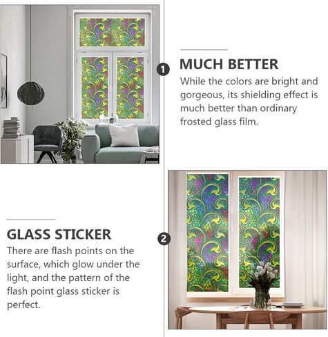 VANZACK Window Privacy Film Decal Window Privacy Film, Window Decal, Decorative Window Film, Glass Window Cling Decorative Window Vinyl Decal 3D Window Glass Film Stained Glass in Saudi Arabia