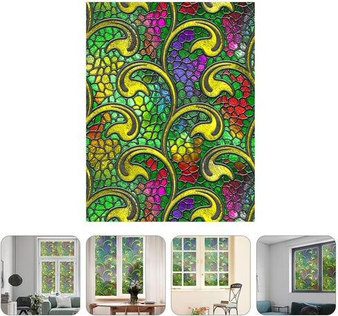 VANZACK Window Privacy Film Decal Window Privacy Film, Window Decal, Decorative Window Film, Glass Window Cling Decorative Window Vinyl Decal 3D Window Glass Film Stained Glass in Saudi Arabia