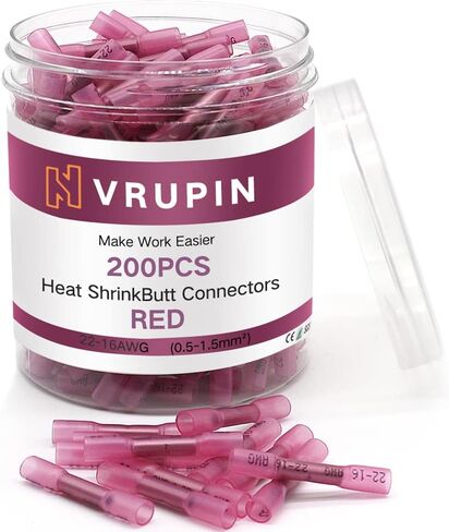 200 قطعة من موصلات مؤخرة الانكماش الحراري من Vrupin، موصلات أسلاك كهربائية مقاومة للماء من الدرجة البحرية البيضاء 26-24 AWG، أطراف تجعيد الأسلاك المعزولة بالنحاس المعلب لشاحنة القوارب in Kuwait
