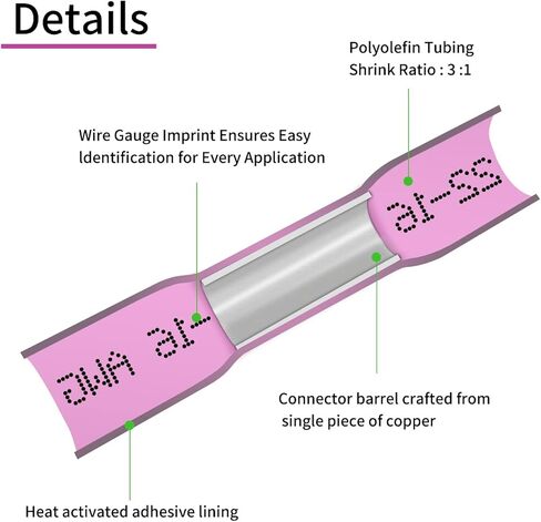 200 قطعة من موصلات مؤخرة الانكماش الحراري من Vrupin، موصلات أسلاك كهربائية مقاومة للماء من الدرجة البحرية البيضاء 26-24 AWG، أطراف تجعيد الأسلاك المعزولة بالنحاس المعلب لشاحنة القوارب in Kuwait