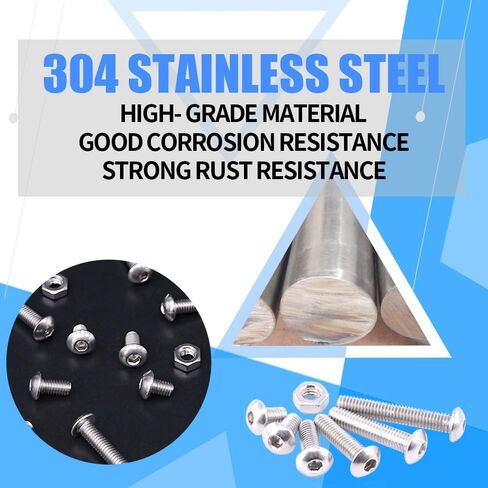 Glarks 170 قطعة M4 من الفولاذ المقاوم للصدأ Allen Hex Drive زر رأس مقبس غطاء مسامير وصواميل مجموعة متنوعة (M4) in Saudi Arabia