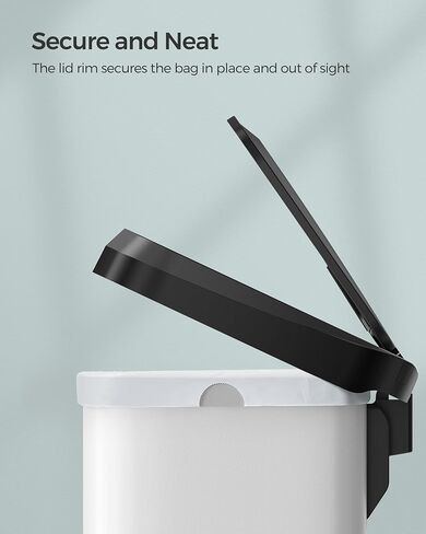 SONGMICS Kitchen Trash Can, 18-Gallon Stainless Steel Garbage Can, with Stay-Open Lid and Step-on Pedal, Soft Closure, Tall, Large and Space-Saving, Charcoal Gray and Black ULTB520G01 in Saudi Arabia