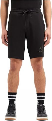 A｜X ARMANI EXCHANGE Men's Limited Edition Black and Gold Ax Fleece Shorts in Saudi Arabia