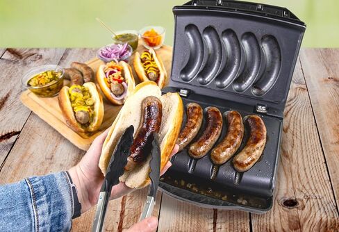 Nostalgia Game Day Sausage and Brat 5 Link Electric Grill with Oil Drip Tray, Carry Handle, and Cord Storage, Cooks Beef, Turkey, Chicken, Veggie Sausages, or Hot Dogs in Kuwait