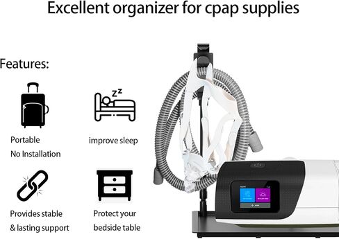 حصيرة حماية CPAP - حامل خرطوم CPAP، لوازم CPAP وسادة تنظيم بجانب السرير مع خطاف قابل للسحب لقناع وأنبوب CPAP، تحافظ على طاولة السرير الخاصة بك مرتبة وتمنحك تجربة نوم أفضل. in Kuwait