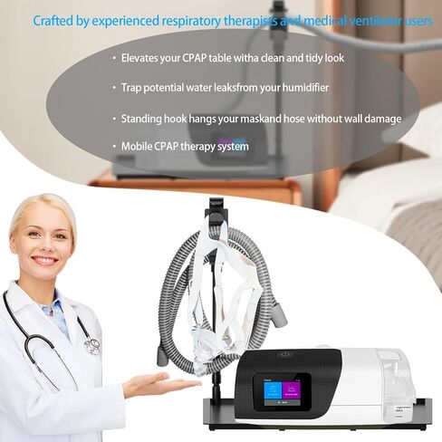 حصيرة حماية CPAP - حامل خرطوم CPAP، لوازم CPAP وسادة تنظيم بجانب السرير مع خطاف قابل للسحب لقناع وأنبوب CPAP، تحافظ على طاولة السرير الخاصة بك مرتبة وتمنحك تجربة نوم أفضل. in Kuwait