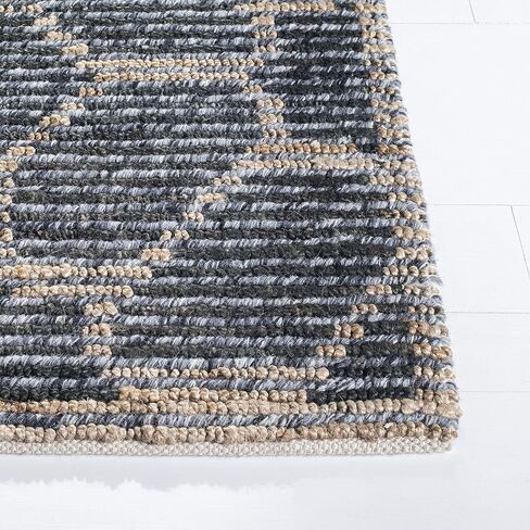 SAFAVIEH Natural Fiber Collection Runner Rug - 2'3" x 7', Beige & Charcoal, Handmade Woven Wool & Jute, Ideal for High Traffic Areas in Living Room, Bedroom (NF218H) in Saudi Arabia