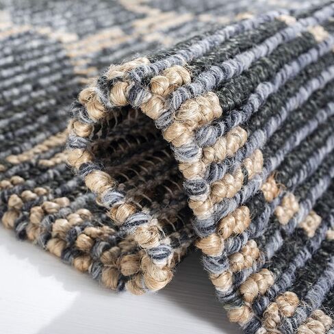 SAFAVIEH Natural Fiber Collection Runner Rug - 2'3" x 7', Beige & Charcoal, Handmade Woven Wool & Jute, Ideal for High Traffic Areas in Living Room, Bedroom (NF218H) in Saudi Arabia