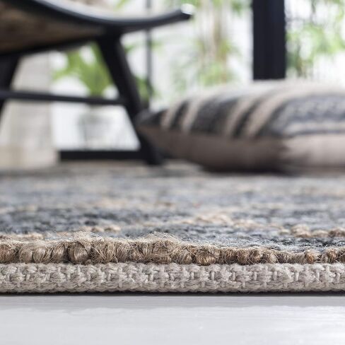 SAFAVIEH Natural Fiber Collection Runner Rug - 2'3" x 7', Beige & Charcoal, Handmade Woven Wool & Jute, Ideal for High Traffic Areas in Living Room, Bedroom (NF218H) in Saudi Arabia