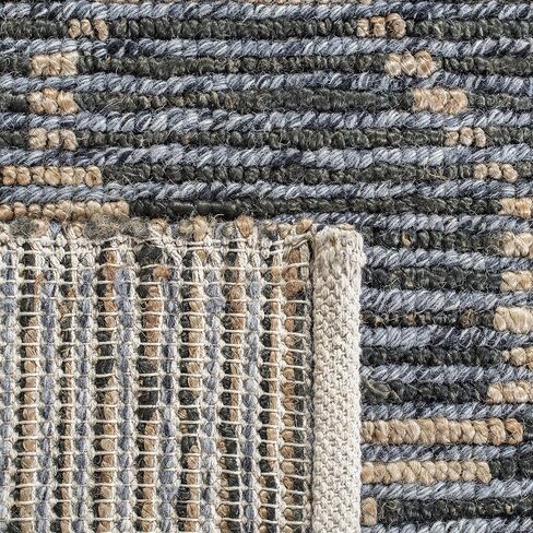 SAFAVIEH Natural Fiber Collection Runner Rug - 2'3" x 7', Beige & Charcoal, Handmade Woven Wool & Jute, Ideal for High Traffic Areas in Living Room, Bedroom (NF218H) in Saudi Arabia