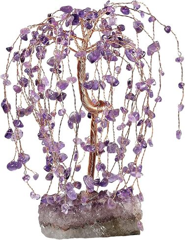 mookaitedecor Natural Amethyst Crystal Tree with Amethyst Cluster Crystal Base, Feng Shui Bonsai Money Tree Figurine for Home Office Desktop Decoration 5.5-6.7 Inch High in Saudi Arabia