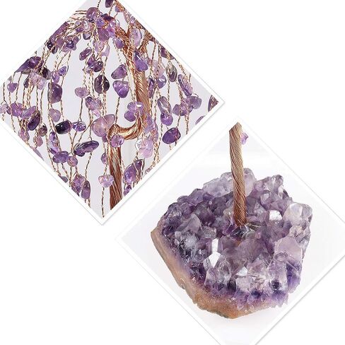 mookaitedecor Natural Amethyst Crystal Tree with Amethyst Cluster Crystal Base, Feng Shui Bonsai Money Tree Figurine for Home Office Desktop Decoration 5.5-6.7 Inch High in Saudi Arabia