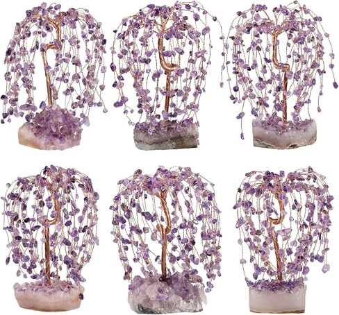 mookaitedecor Natural Amethyst Crystal Tree with Amethyst Cluster Crystal Base, Feng Shui Bonsai Money Tree Figurine for Home Office Desktop Decoration 5.5-6.7 Inch High in Saudi Arabia