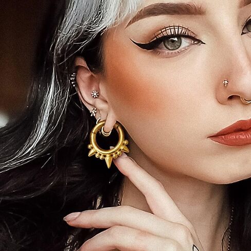 LADEMAYH قطعتان من أوزان الأذن 2 جرام للأذنين الممدودة، قطرة ماء سوداء مقاس 2 أقراط متدلية للنساء، شماعات أذن من الفولاذ الجراحي قياسات مرجحة للأذنين in Kuwait