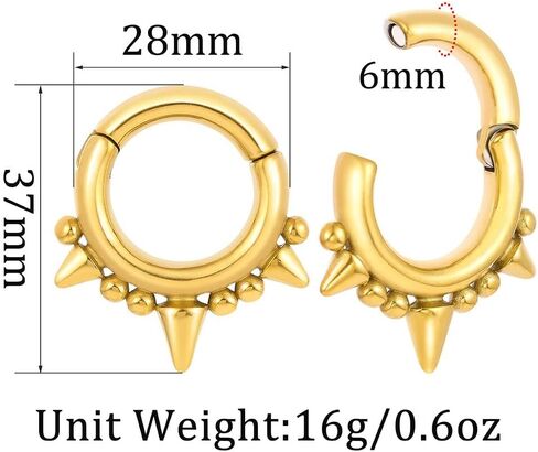 LADEMAYH قطعتان من أوزان الأذن 2 جرام للأذنين الممدودة، قطرة ماء سوداء مقاس 2 أقراط متدلية للنساء، شماعات أذن من الفولاذ الجراحي قياسات مرجحة للأذنين in Kuwait