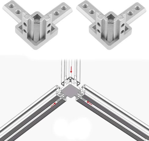 The Lord of the Tools 4PCS 3-Way End Corner Bracket Connector with Screws for 8mm T Slot European Standard Aluminum Extrusion Profile 4040 Series Silver in Saudi Arabia