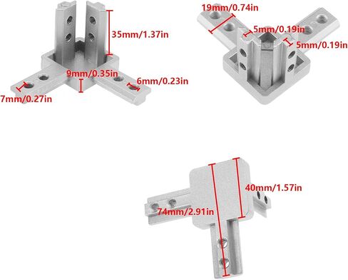 The Lord of the Tools 4PCS 3-Way End Corner Bracket Connector with Screws for 8mm T Slot European Standard Aluminum Extrusion Profile 4040 Series Silver in Saudi Arabia