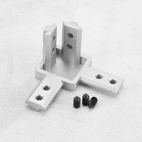 The Lord of the Tools 4PCS 3-Way End Corner Bracket Connector with Screws for 8mm T Slot European Standard Aluminum Extrusion Profile 4040 Series Silver in Saudi Arabia