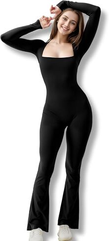 بدلة يوجا Lystaii للسيدات بأكمام طويلة وواسعة الساق، بدلة رياضية كاجوال in Kuwait