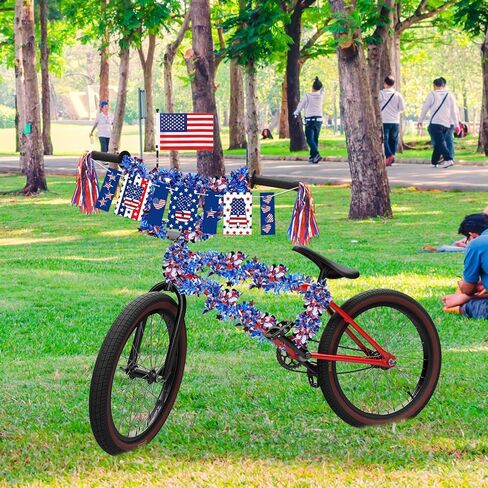 زينة الدراجة في الرابع من يوليو، العلم الأمريكي وشريط الدراجة الوطنية، ملحقات الدراجة للأطفال في 4 يوليو، موكب يوم الاستقلال، تزيين إكليل بهرج وراية in Kuwait