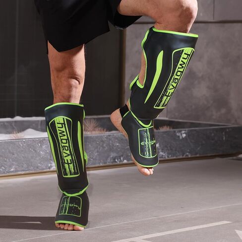 MMA Martial Arts Shin Guards–Padded, Adjustable Muay Thai Leg Guards with Instep Protection for Kickboxing/MMA Training and Sparring–Durable Professional MMA Equipment in Saudi Arabia