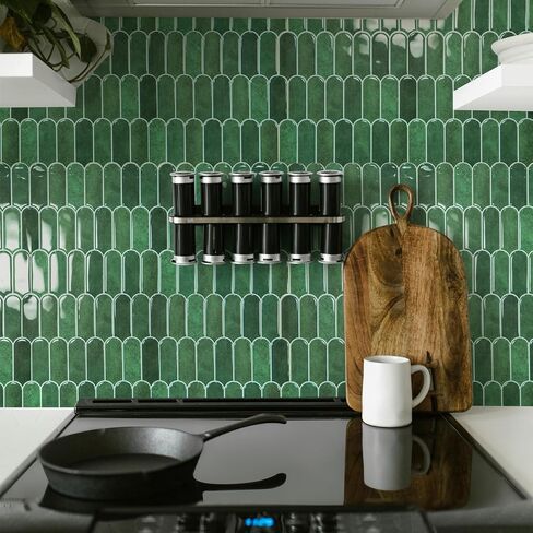 Art3d 10-Sheet Peel and Stick Kitchen Backsplash Tile, Vinyl Stick On Wall Tile Sticker for Bathroom Laundry Room Back Splashes, 12"x12" Green in Saudi Arabia