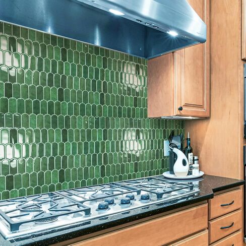 Art3d 10-Sheet Peel and Stick Kitchen Backsplash Tile, Vinyl Stick On Wall Tile Sticker for Bathroom Laundry Room Back Splashes, 12"x12" Green in Saudi Arabia