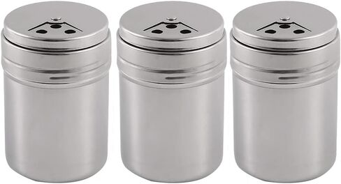 3 Pcs Stainless Steel Spice Shaker Salt Pepper Cans Seasoning Bottle with Holes Adjustable Seasoning Dispenser for Cooking in Saudi Arabia