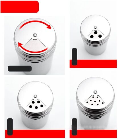 3 Pcs Stainless Steel Spice Shaker Salt Pepper Cans Seasoning Bottle with Holes Adjustable Seasoning Dispenser for Cooking in Saudi Arabia