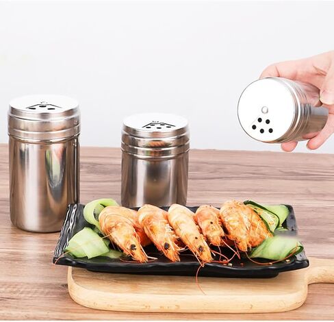 3 Pcs Stainless Steel Spice Shaker Salt Pepper Cans Seasoning Bottle with Holes Adjustable Seasoning Dispenser for Cooking in Saudi Arabia